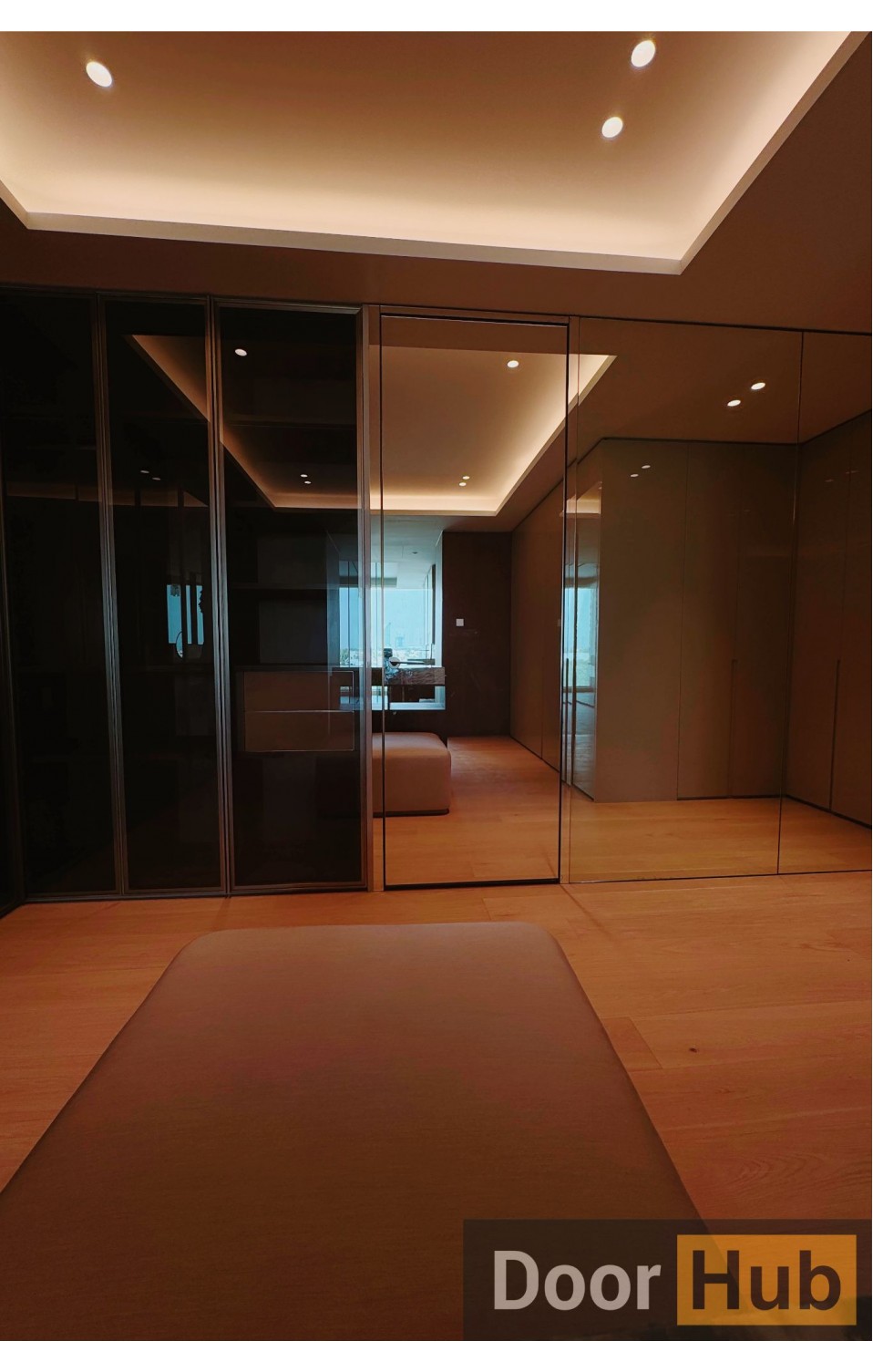 Concealed Mirror Door with Royal Black Anodized Profile – Developer Supply UAE